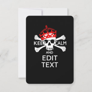 Carte Votre texte Gardez le calme Crossbones de couronne