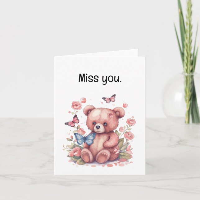 Carte Votre texte personnalisé - "Miss You" Papillon (Devant)