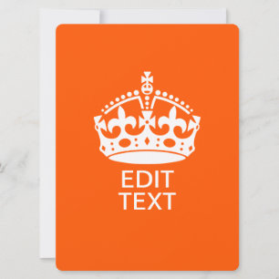 Carte Votre texte sur Garder calme Couronne orange