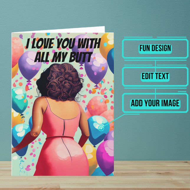 Carte Vous Aimez Avec Tout Mon Beurre Garçon Anniversair (This fun card is unique and colorful and funny and perfect for a boyfriend.)