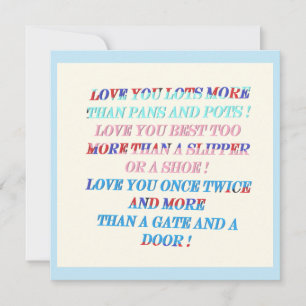Carte Vous aimez plus d'occasion cadeau avec des mots