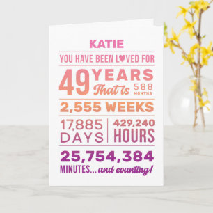 Carte Vous Avez Été Aimé 49 Ans, Nom Personnalisé Annive
