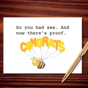 Carte "Vous Avez Eu Le Sexe" Funny Bébé Félicitations