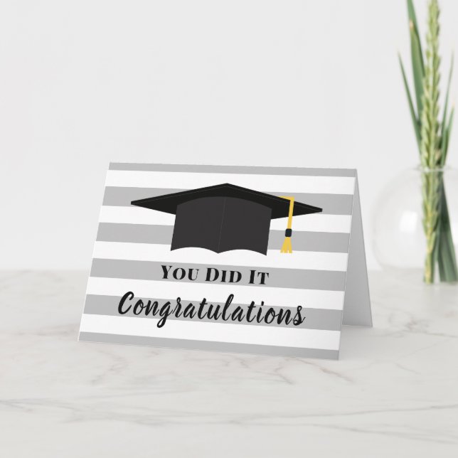 Carte Vous avez réussi Félicitations Rayures de chapeau  (Devant)