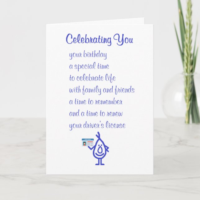 Carte Vous Célébrer, Un Poème D'Anniversaire Drôle (Devant)