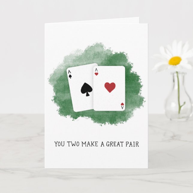Carte "Vous deux faites une belle paire" Poker Couple (Petite plante)