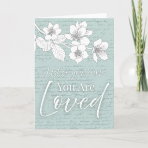 Carte "Vous êtes aimé" Floral sur fond Aqua vintage