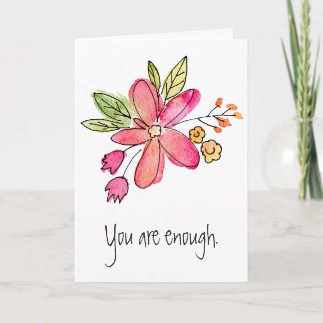 Carte Vous Êtes Assez Aquarelle Fleur Rose (Devant)