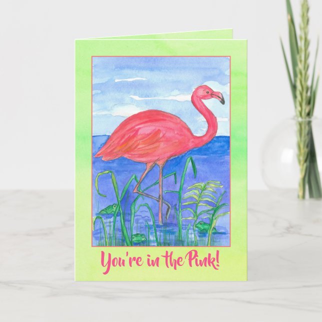 Carte Vous êtes dans l'aquarelle rose d'oiseau de (Devant)