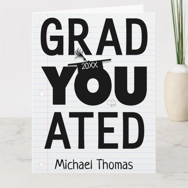 Carte Vous êtes diplômé Nom et date Big (Devant)