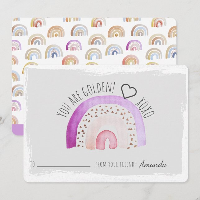 Carte Vous Êtes Golden Rainbow Valentines Classroom (Devant / Derrière)