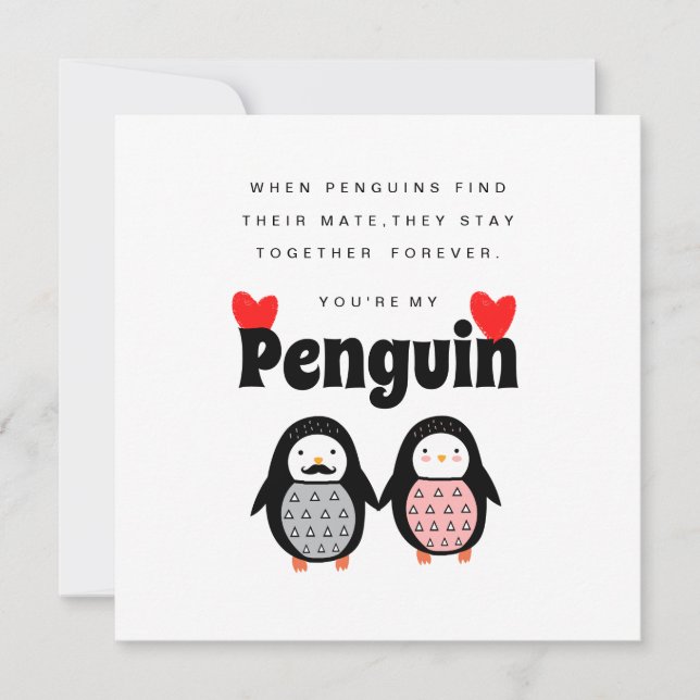 Carte Vous êtes la Journée de mes pingouins Valentines (Devant)
