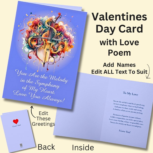 Carte Vous êtes la mélodie dans mes Saint-Valentin + Poè (Créateur téléchargé)
