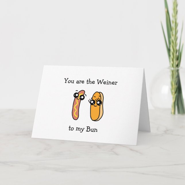 Carte Vous êtes le Weiner à mon Bun, la Saint-Valentin (Devant)