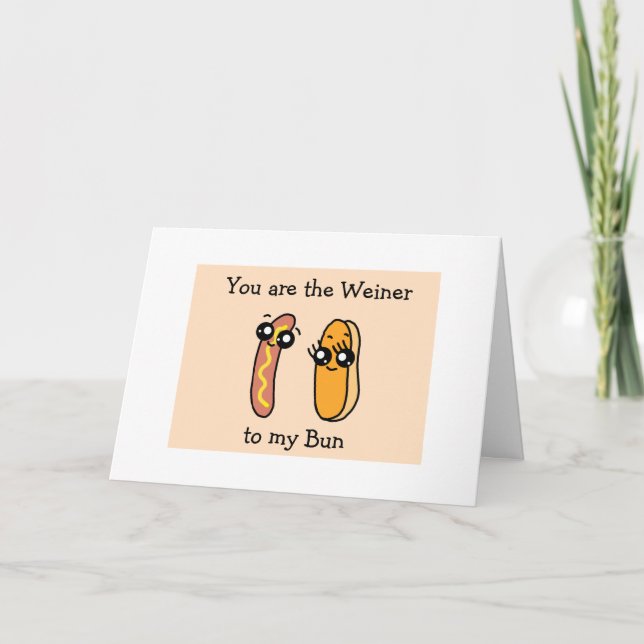 Carte Vous êtes le Weiner à mon Bun, la Saint-Valentin (Devant)