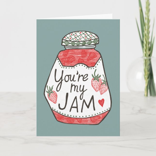 Carte VOUS ÊTES MA CONFITURE Illustration fraise Amour p (Devant)