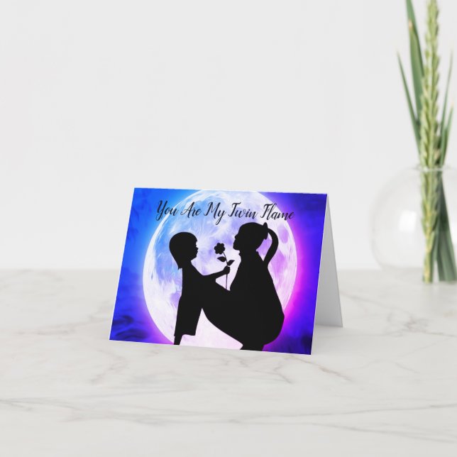 Carte Vous êtes ma flamme jumelle Maman et Fille Lune (Devant)