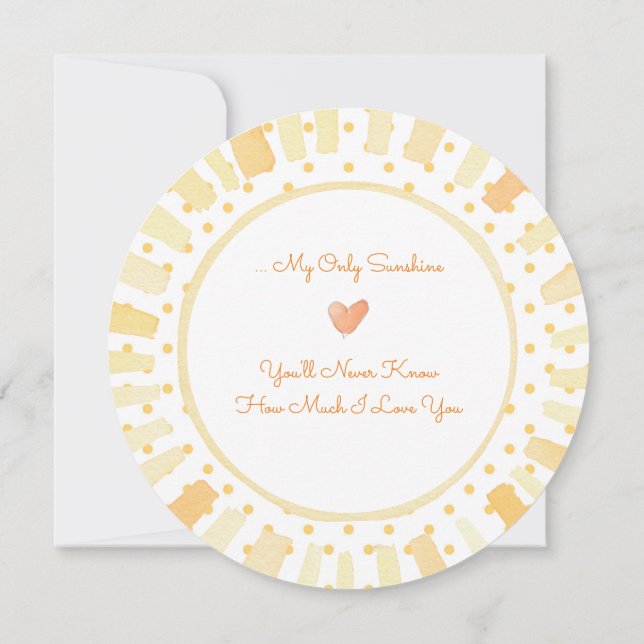 Carte Vous Êtes Mon Sunshine Jaune Blanc Orange Aimer No (Dos)