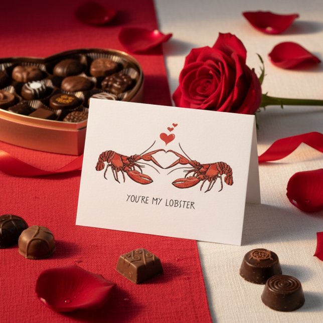 Carte Vous êtes My Lobster Love Romance Saint-Valentin (Cute You're My Lobster Card  for Valentine's Day. Two Red Lobsters Forming a Heart with their Claws.)