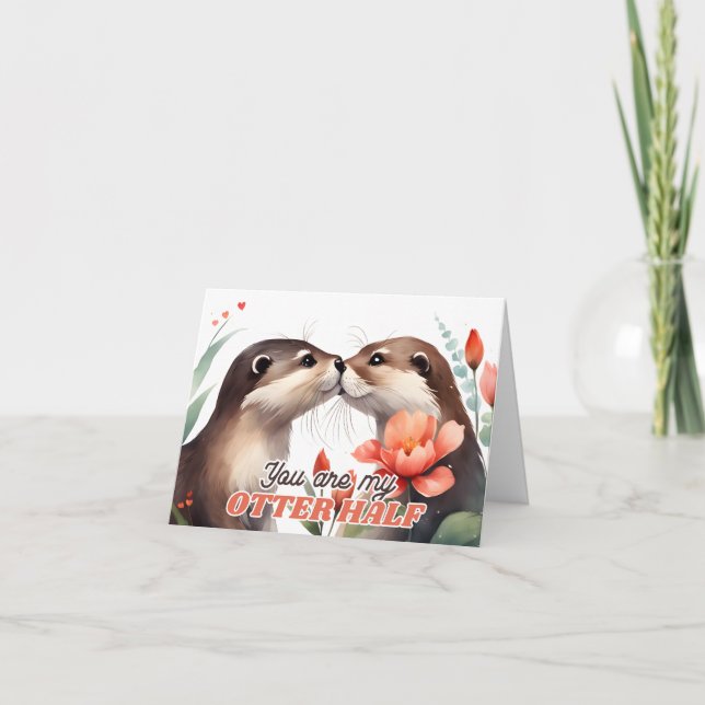Carte Vous êtes My Otter Half Otter Kissing Valentine (Devant)