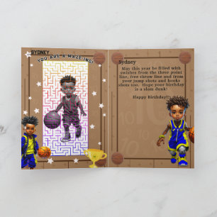 Carte Vous Êtes un Garçon de Basket-ball Noir Anniversai