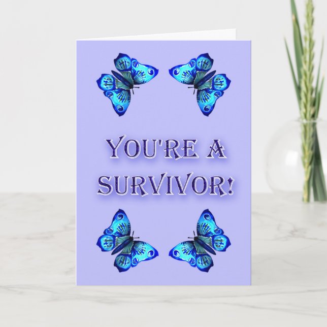 Carte Vous êtes un survivant ! ruban de rose de soutien (Devant)