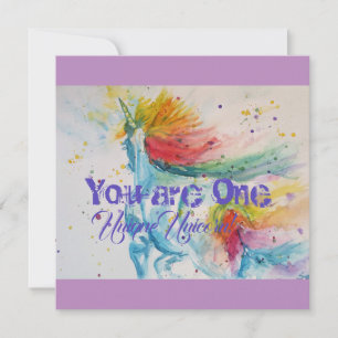 Carte Vous Êtes Une Unicorne Unique ! Aquarelle arc-en-c