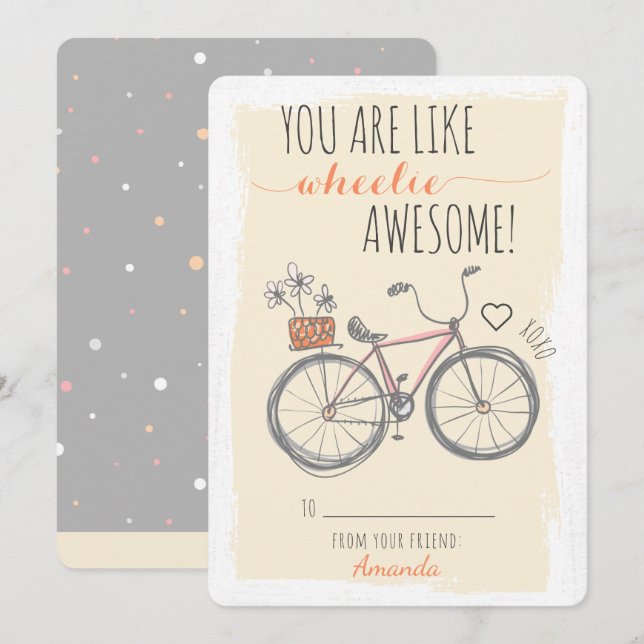 Carte Vous Êtes Wheelie Awesome Vélo Valentines Classe (Devant / Derrière)
