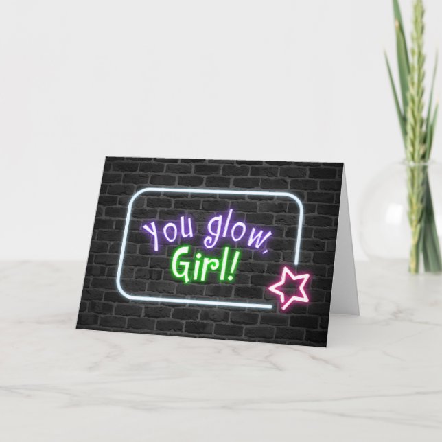 Carte Vous Fille Lumineuse Connexion sur le mur de briqu (Devant)