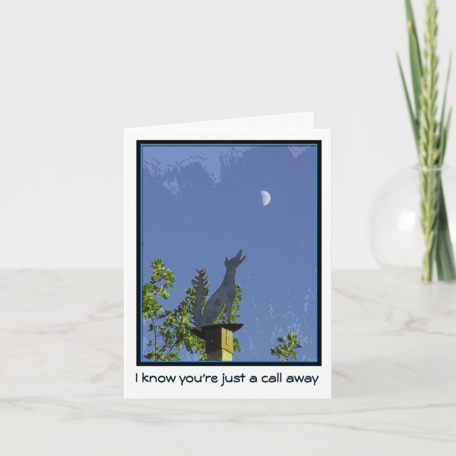 Carte Vous manquer--Juste un appel parti--Coyote et lune (Devant)
