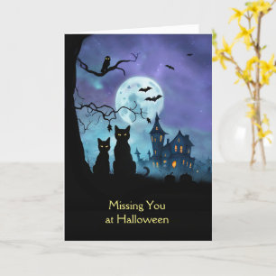 Carte Vous manquez à Halloween Cute Cats Owl Bats
