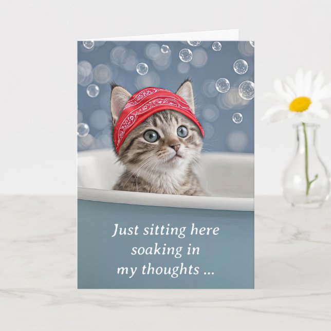 Carte Vous manquez Cute Kitten Chat dans un bain de bull (Petite plante)