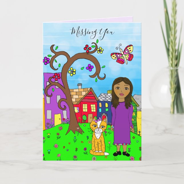 Carte Vous manquez, la Dame de Whimsical et l'amitié des (Devant)