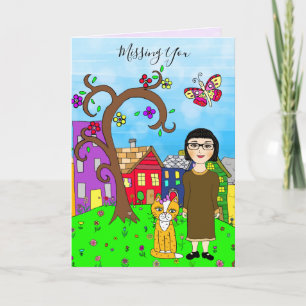 Carte Vous manquez, la Dame de Whimsical et l'amitié des