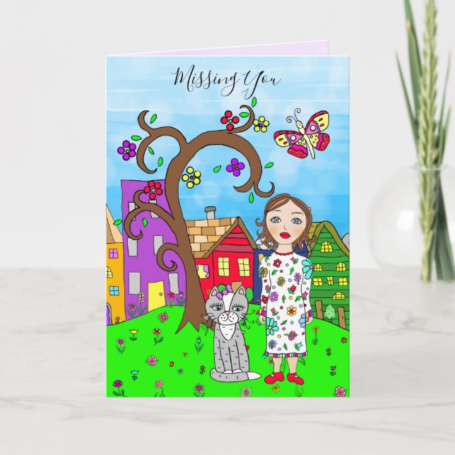 Carte Vous manquez, la Dame de Whimsical et l'amitié des (Devant)