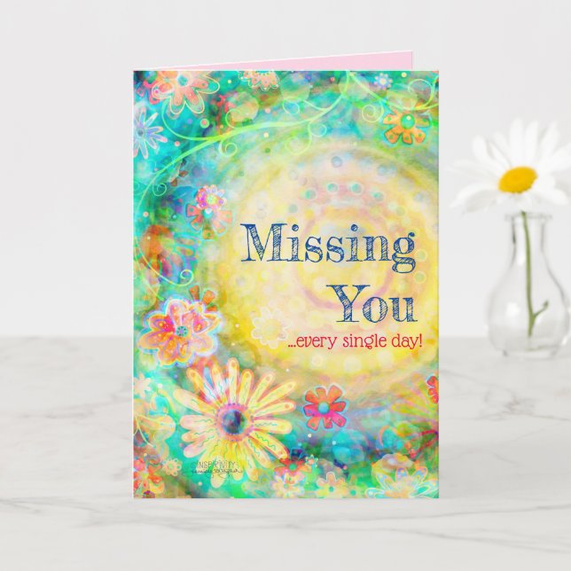Carte Vous Manquez Pastel Floral Jolie Fille (Petite plante)