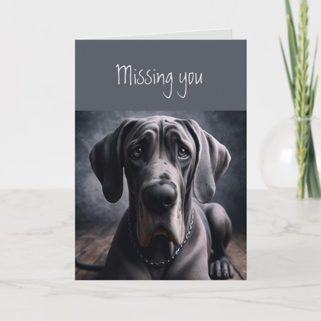 Carte Vous Manquez Triste Chien Grand Danse (Devant)