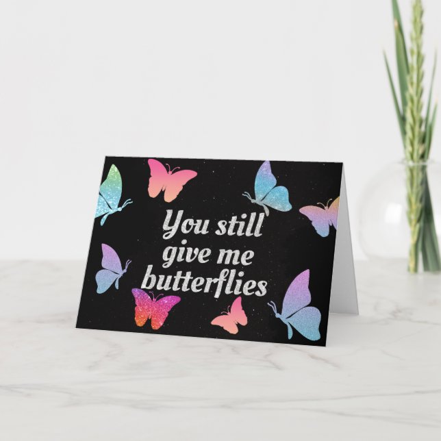 Carte Vous Me Donnez Parties scintillant Papillons Valen (Devant)