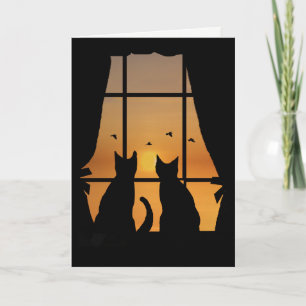 Carte Vous nous manquez Chats dans la fenêtre