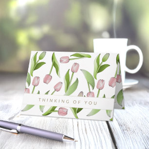 Carte Vous Pensant Fleur de Tulipe Rose Moderne