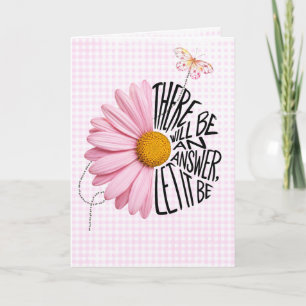 Carte Vous pensant Marguerite Rose sur Gingham