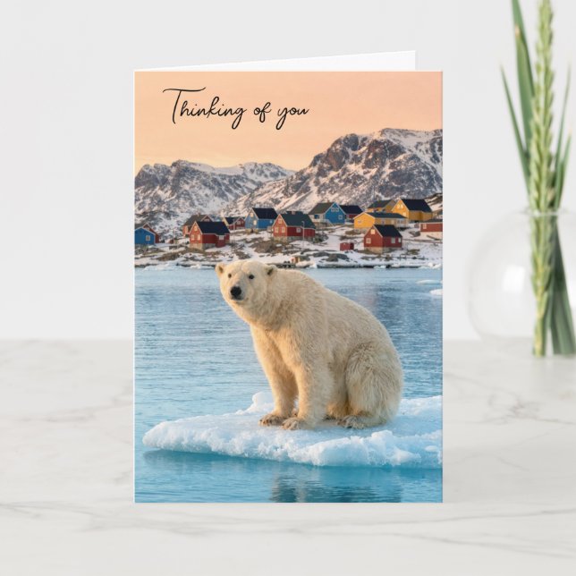 Carte Vous pensant Ours Polaire Flottant sur la Glace (Devant)