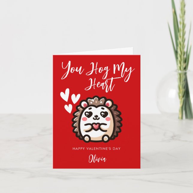 Carte Vous Portez Mon Coeur | Hedgehog Pun Saint Valenti (Devant)