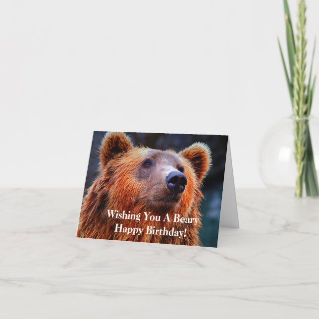 Carte Vous souhaitant un Beary photo d'ours de joyeux (Devant)