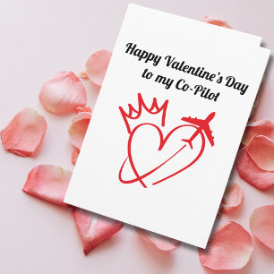 Carte Voyage Avion Cœur et Couronne Saint-Valentin Moder