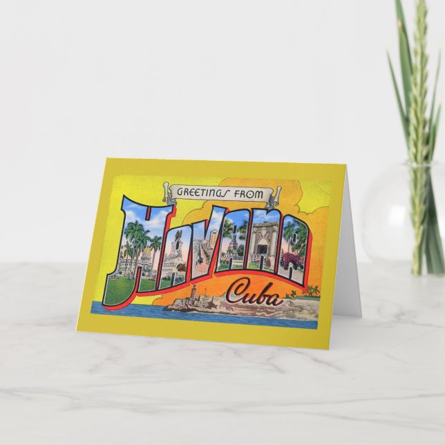Carte Voyage Cuba vintage - Salutations de La Havane (Devant)