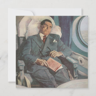 Carte Voyage d'affaires vintage, lecture dans l'avion