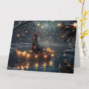 Carte Voyage de Noël festif du Doberman