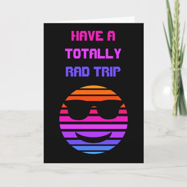 Carte Voyage en Rad Style Rétro Emoji Bon Voyage (Devant)