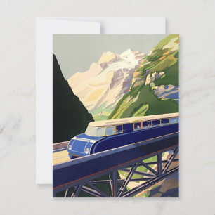 Carte Voyage ferroviaire en Europe vintage